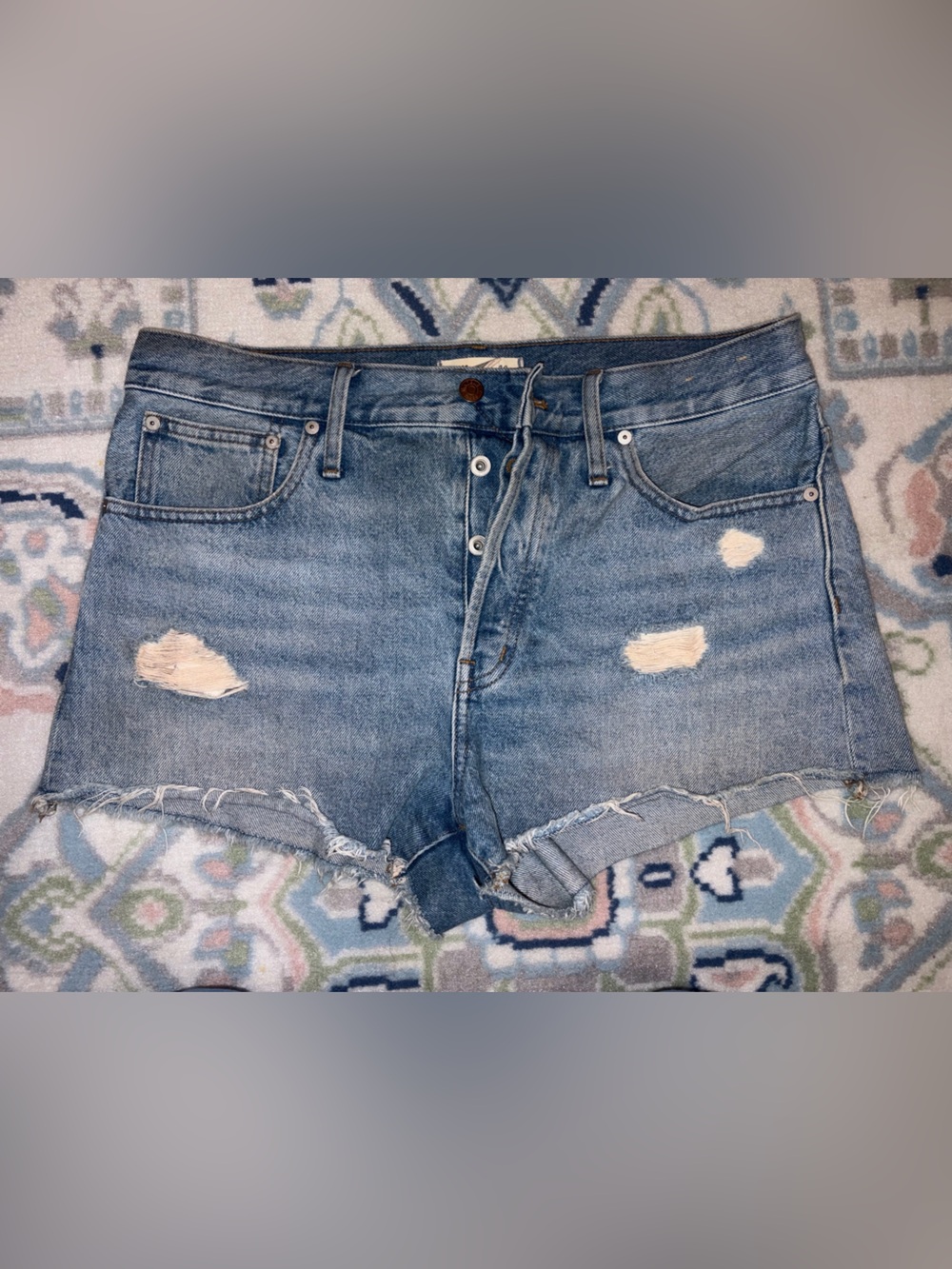 Madewell Light Blue Distressed Denim Cutoff Shorts